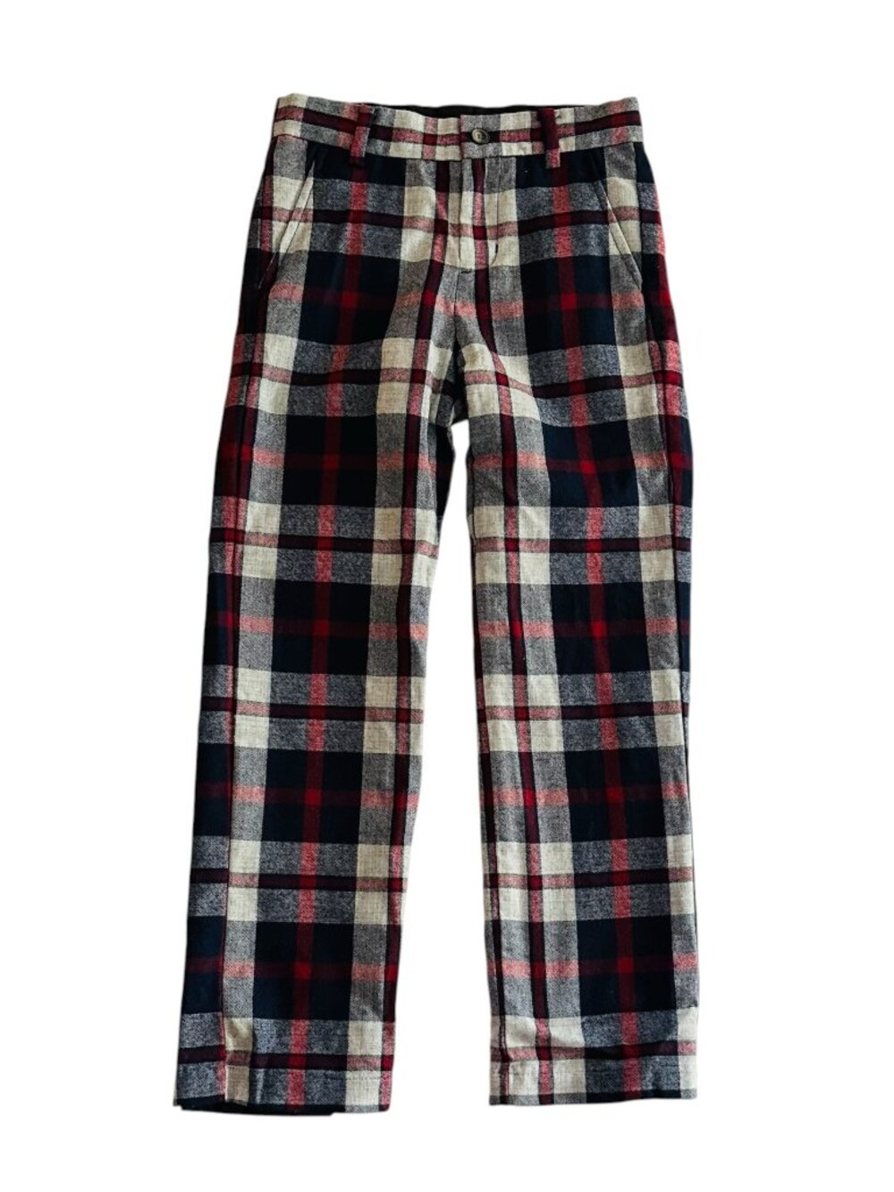 Jaine and Jack Boy's Size 8 Plaid Adjustable Waist Wool Blue Red Pants